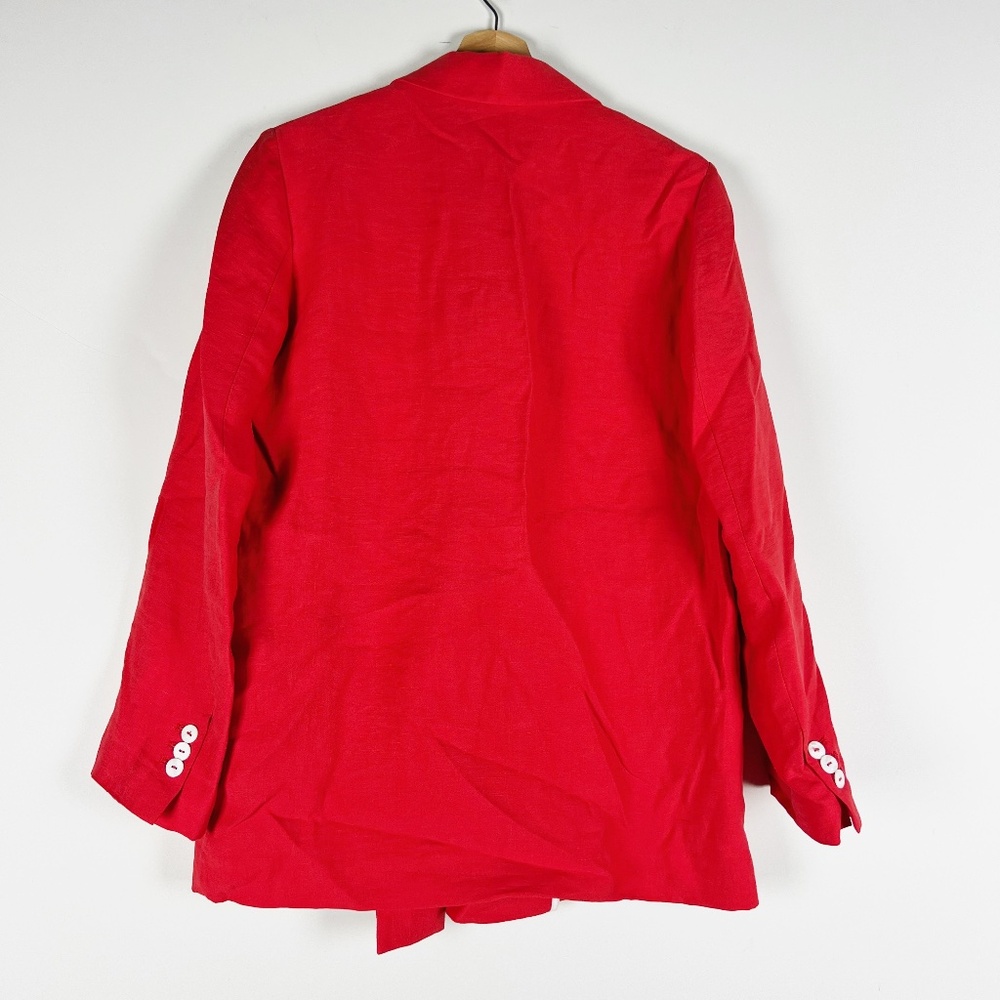 Zara Women's Linen Blend Double Breasted Lightweight Blazer Jacket Solid Red XS - Picture 4 of 4